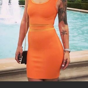 Orange mini bandage dress, Tight fitted
